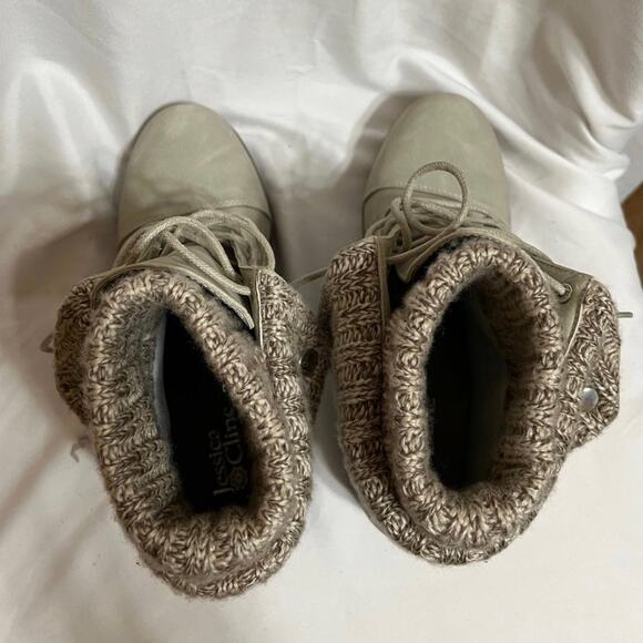 Jessica Cline Boots Gray Size Women’s 9 Excellent LIKE NEW Ankle Lace Up - Picture 6 of 7